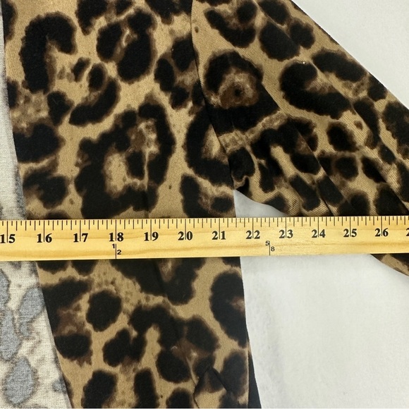 Open Front Leopard Print Long Sleeve Long Cardigan Size Medium Brown - Picture 7 of 10
